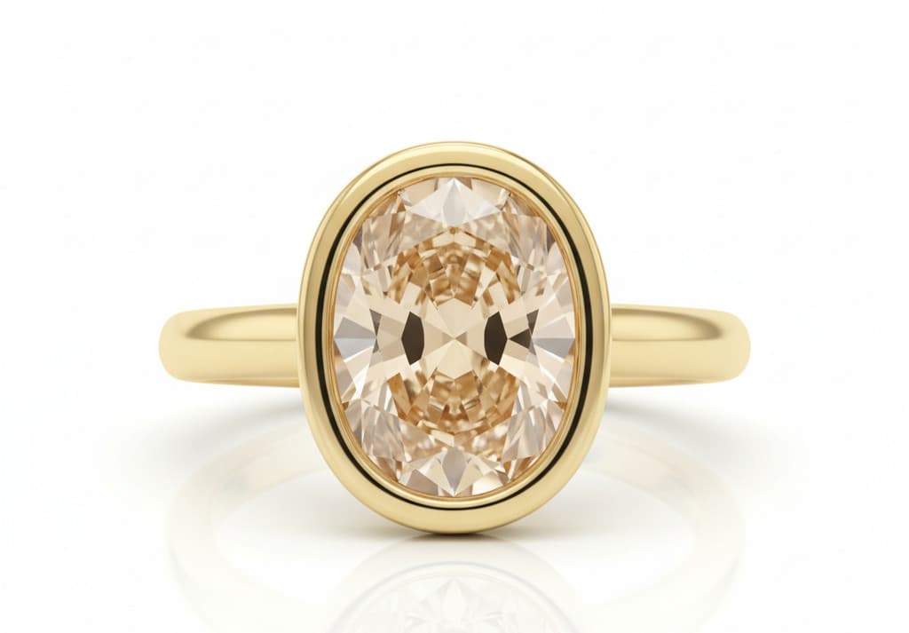 Oval Champagne Diamond Bezel Ring