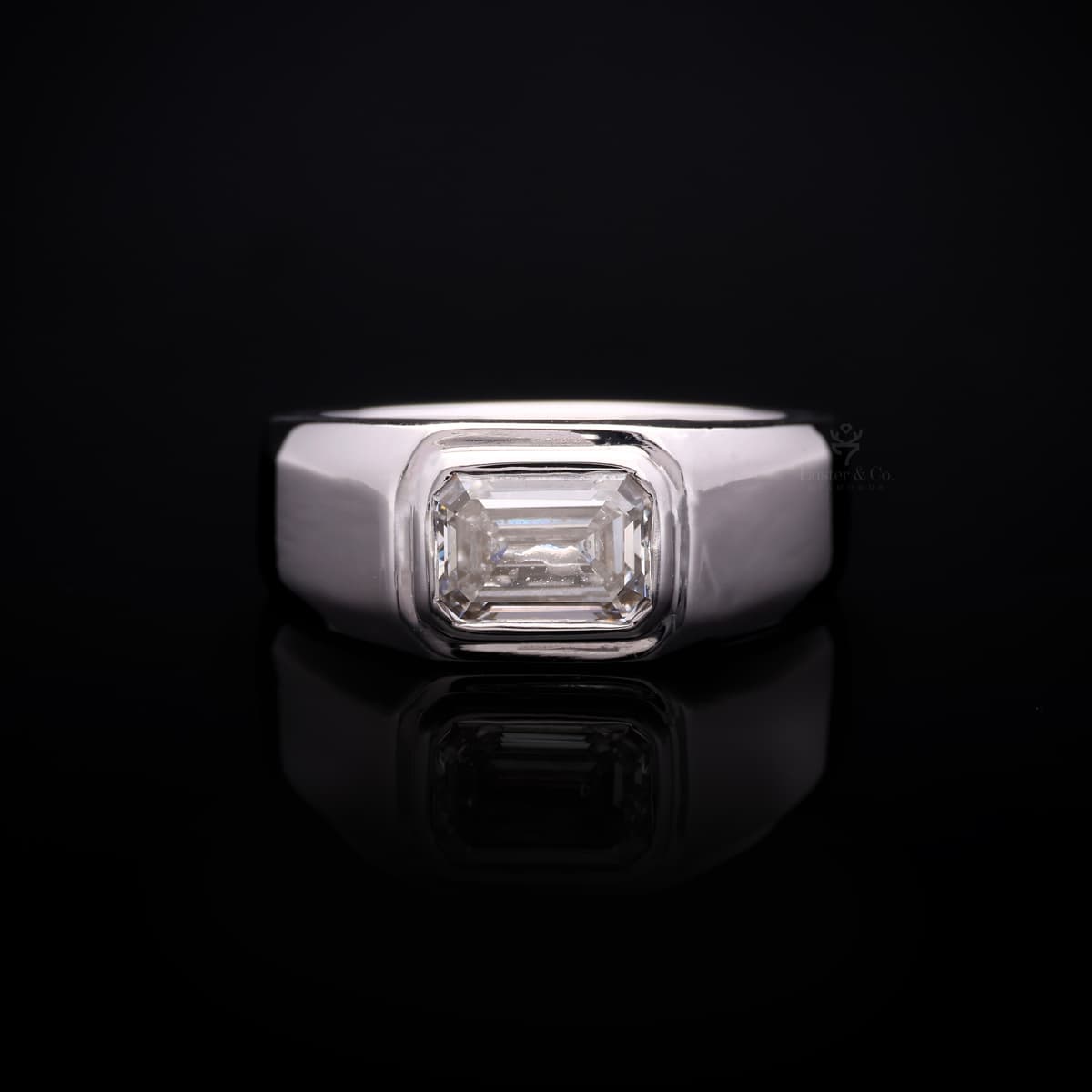 Regent East-West Emerald Diamond Men’s Ring