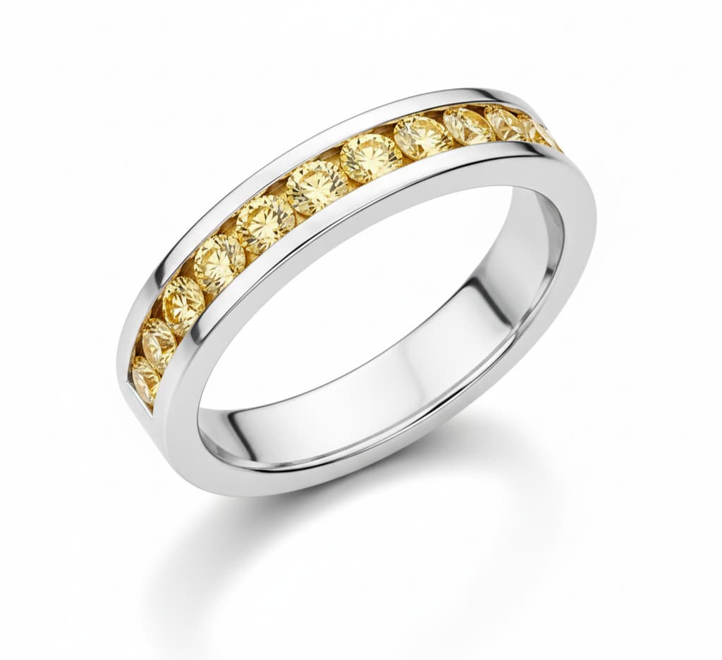 The Golden Gleam: Yellow Diamond Channel Set Band